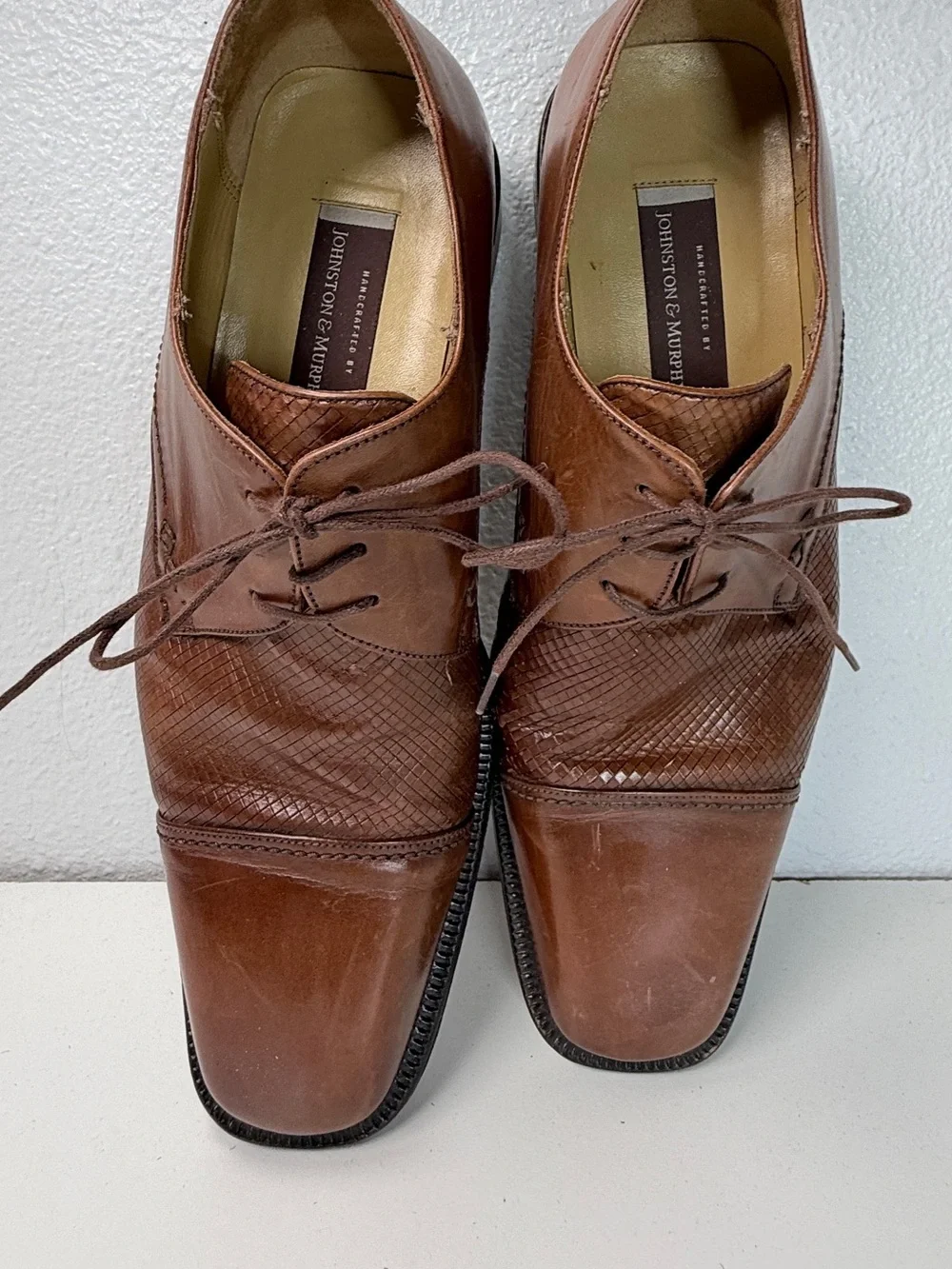 Johnston Murphy Handcrafted Spain Cap Toe Oxford Dress Shoes size 11.5 Vintage